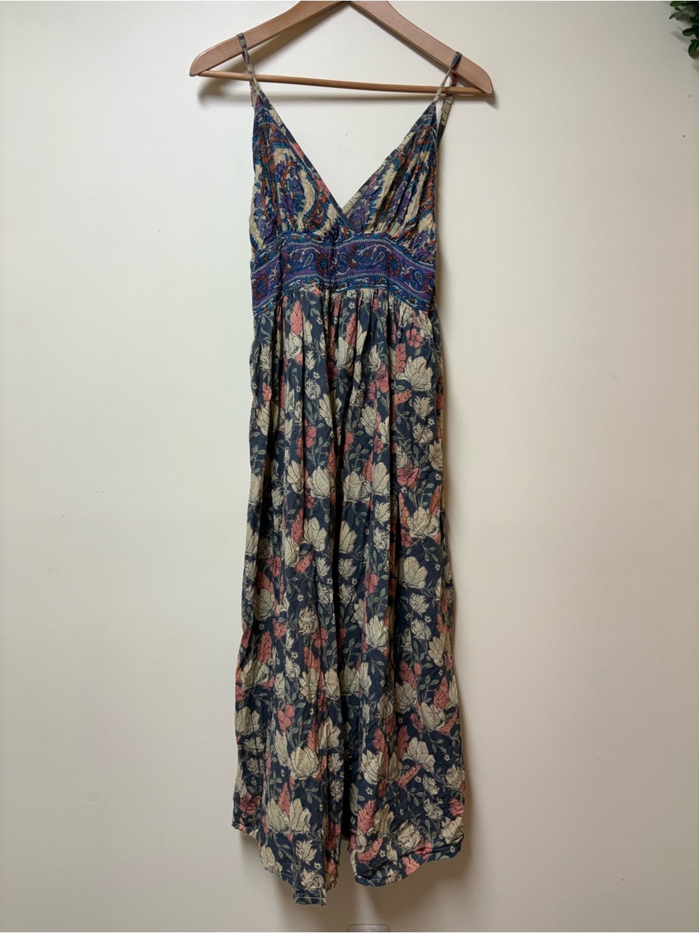 GYPSY ROSE Floral Paisley Boho Flowy Festival 100% Cotton Maxi Dress